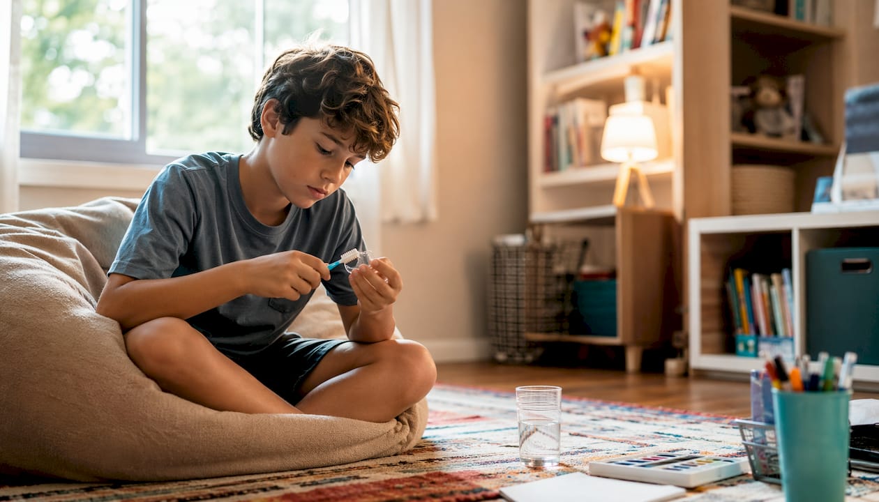 Child cleaning removable orthodontic aligner
