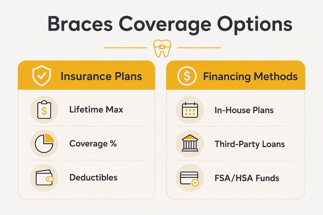 Infographic comparing braces coverage insurance and financing methods