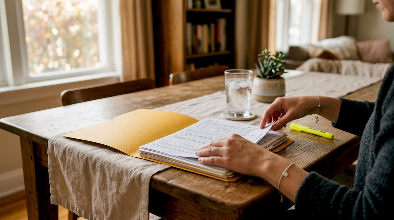 Hands sorting dental insurance claim documents