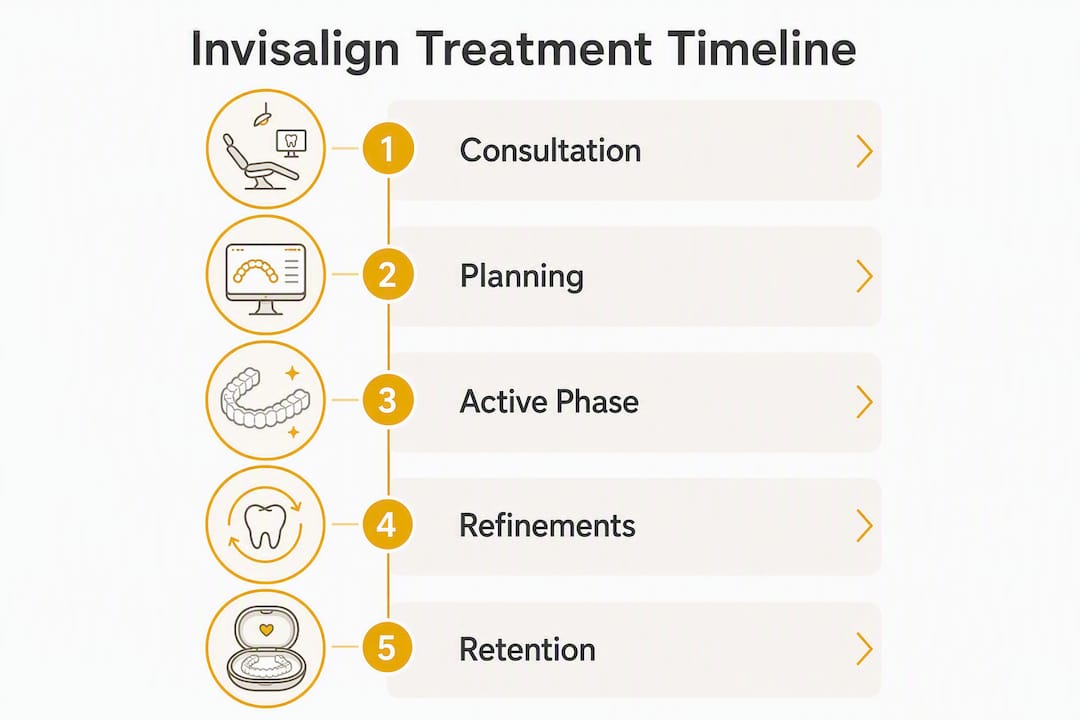 Infographic illustrating Invisalign treatment stages